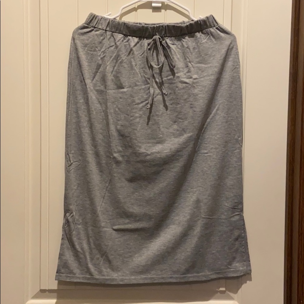 Light Gray Side-Split Drawstring-Waist Skirt